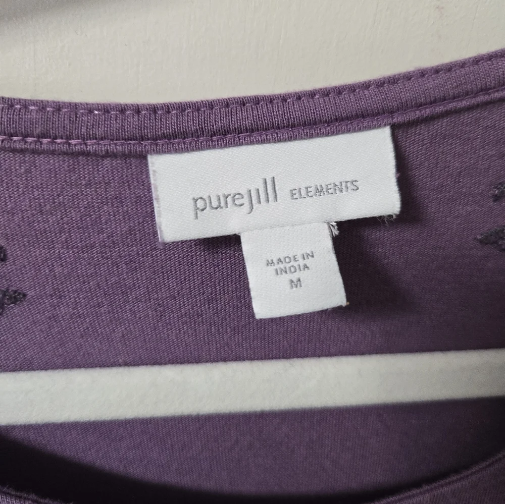 J.Jill Purple Embroidered Top - Picture 2 of 6
